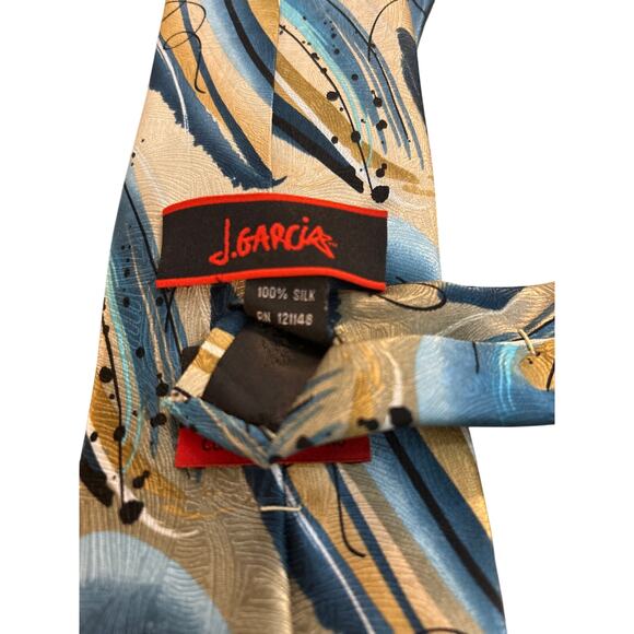 Jerry Garcia Mens Tie "Clockworks" Abstract Art Business Teal Gold Collection 52 - Picture 5 of 5